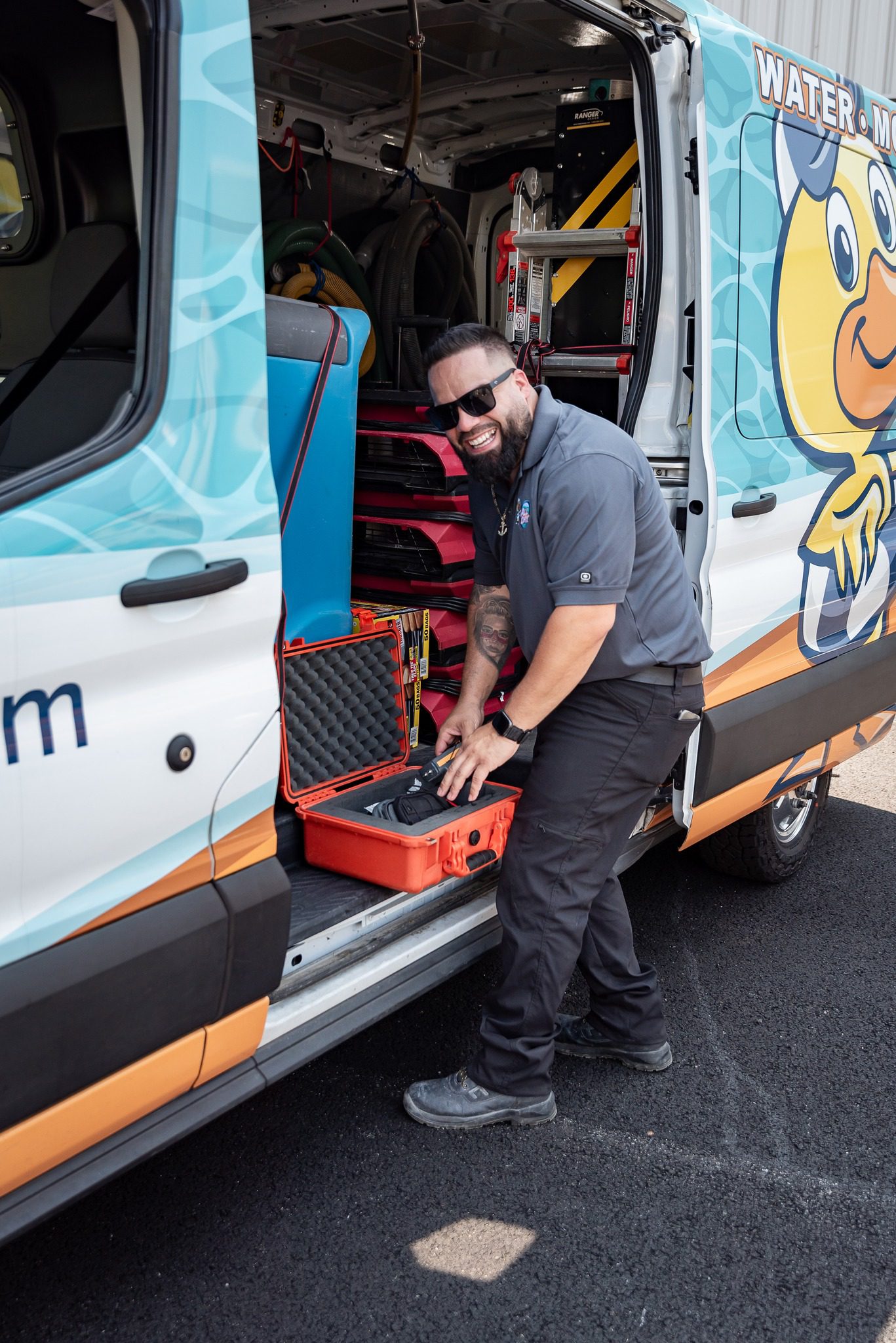 All Dry Services Employee doing water restoration service in cleveland